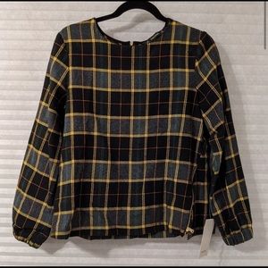 Zara plaid long sleeve blouse